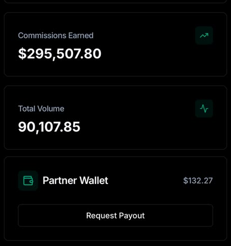 Real Genesis FX partner dashboard - $295,507.80 commissions earned